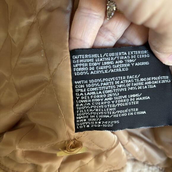 Barn Coat Women M Leather Suede & Fleece Shearling Lined Boho Vntg St Johns Bay - Picture 11 of 15